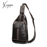 Xajzpa - Men Cross Backpack Sling Bag Shoulder Chest Pack Oil Wax Cowhide Trend Travel Male Genuine