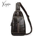 Xajzpa - Men Cross Backpack Sling Bag Shoulder Chest Pack Oil Wax Cowhide Trend Travel Male Genuine