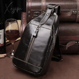 Xajzpa - Men Cross Backpack Sling Bag Shoulder Chest Pack Oil Wax Cowhide Trend Travel Male Genuine