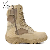 Xajzpa - Men Desert Tactical Military Boots Mens Work Safty Shoes Special Force Waterproof Army