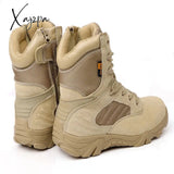 Xajzpa - Men Desert Tactical Military Boots Mens Work Safty Shoes Special Force Waterproof Army