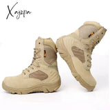 Xajzpa - Men Desert Tactical Military Boots Mens Work Safty Shoes Special Force Waterproof Army