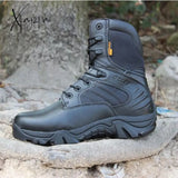 Xajzpa - Men Desert Tactical Military Boots Mens Work Safty Shoes Special Force Waterproof Army