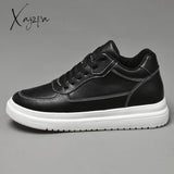 Xajzpa - Men Elevator Shoes Heightening Height Increase Insoles 6-8Cm Man Sneakers Increasing Black