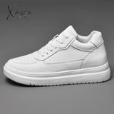 Xajzpa - Men Elevator Shoes Heightening Height Increase Insoles 6-8Cm Man Sneakers Increasing White