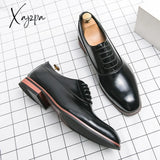 Xajzpa - Men Fashion Oxford Shoes Party Wedding Classic Business Formal Pointed Leather Man Boss