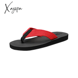 Xajzpa - Men Flip Flops Casual Breathable Webbing Slippers Fashion Slides Red / 38