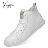 Xajzpa - Men Genuine Leather Shoes Simple Flats White / 6