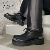 Xajzpa - Men Harajuku Korean Man Leather Couple Shoes Streetwear Fashion Casual Thick Platform