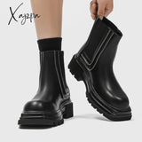 Xajzpa - Men Harajuku Korean Man Leather Couple Shoes Streetwear Fashion Casual Thick Platform