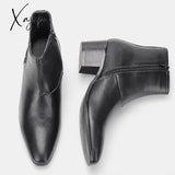 Xajzpa - Men High Heels Boots Brand Leather Ankle Boots Comfortable Party/Wedding For