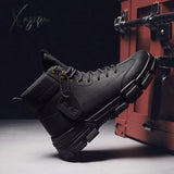 Xajzpa - Men Leather Boots Winter Warm Snow High Quality Cow Suede Fur Mens Shoes Plush Fashion Man