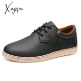 Xajzpa - Men Leather Casual Shoes Summer Brand Comfortable Flat For Trendy Sneaker Oxfords Black /