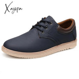 Xajzpa - Men Leather Casual Shoes Summer Brand Comfortable Flat For Trendy Sneaker Oxfords Blue / 39