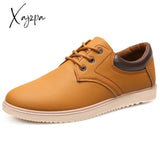 Xajzpa - Men Leather Casual Shoes Summer Brand Comfortable Flat For Trendy Sneaker Oxfords Yellow /