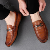 Xajzpa - Men Loafers Real Leather Shoes Fashion Boat Brand Casual Male Flat New Big Size 45 C4