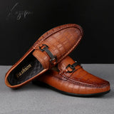 Xajzpa - Men Loafers Real Leather Shoes Fashion Boat Brand Casual Male Flat New Big Size 45 C4