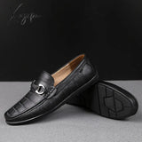 Xajzpa - Men Loafers Real Leather Shoes Fashion Boat Brand Casual Male Flat New Big Size 45 C4