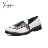 Xajzpa - Men Loafers Shoes Beige Blue Monk Pu Leather Party Handmade Designer Free Shipping Zapatos