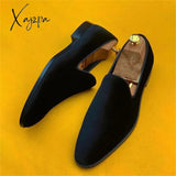 Xajzpa - Men Loafers Shoes Suede Low-Heeled Solid Color Comfortable Casual Retro Wear Fashion