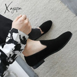 Xajzpa - Men Loafers Shoes Suede Low-Heeled Solid Color Comfortable Casual Retro Wear Fashion