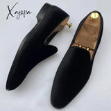 Xajzpa - Men Loafers Shoes Suede Low-Heeled Solid Color Comfortable Casual Retro Wear Fashion