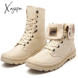 Xajzpa - Men Military Boots Outdoor Fashion Canvas High Top Shoes Casual Ankle Black Chelsea