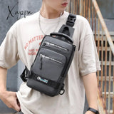 Xajzpa - Men Nylon Rucksack Daypack Messenger Bag With Usb Charging Port Male Fashion Knapsack