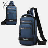 Xajzpa - Men Nylon Rucksack Daypack Messenger Bag With Usb Charging Port Male Fashion Knapsack