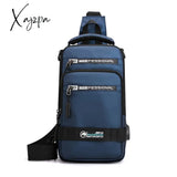 Xajzpa - Men Nylon Rucksack Daypack Messenger Bag With Usb Charging Port Male Fashion Knapsack