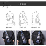 Xajzpa - Men Original Crazy Horse Leather Casual Triangle Crossbody Chest Sling Bag Design Travel