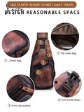 Xajzpa - Men Original Crazy Horse Leather Casual Triangle Crossbody Chest Sling Bag Design Travel