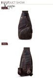 Xajzpa - Men Original Crazy Horse Leather Casual Triangle Crossbody Chest Sling Bag Design Travel