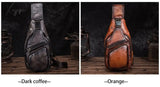 Xajzpa - Men Original Crazy Horse Leather Casual Triangle Crossbody Chest Sling Bag Design Travel