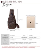 Xajzpa - Men Original Crazy Horse Leather Casual Triangle Crossbody Chest Sling Bag Design Travel