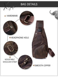 Xajzpa - Men Original Crazy Horse Leather Casual Triangle Crossbody Chest Sling Bag Design Travel