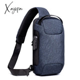 Xajzpa - Men Oxford Sling Backpack Rucksack Knapsack Bags With Usb Charge Port Anti-Theft Travel