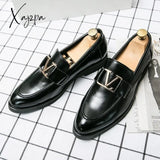 Xajzpa - Men Pu Leather Fashion Shoes Low Heel Fringe Dress Brogue Spring Ankle Boots Vintage