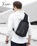 Xajzpa - Men Pvc Multifunctional Shoulder Bags Travel Pack Waterproof Usb Sling Chest Bag Messenger