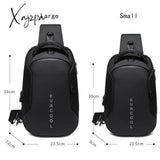 Xajzpa - Men Pvc Multifunctional Shoulder Bags Travel Pack Waterproof Usb Sling Chest Bag Messenger