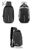 Xajzpa - Men Pvc Multifunctional Shoulder Bags Travel Pack Waterproof Usb Sling Chest Bag Messenger