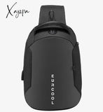 Xajzpa - Men Pvc Multifunctional Shoulder Bags Travel Pack Waterproof Usb Sling Chest Bag Messenger