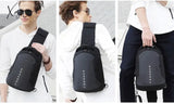 Xajzpa - Men Pvc Multifunctional Shoulder Bags Travel Pack Waterproof Usb Sling Chest Bag Messenger