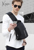 Xajzpa - Men Pvc Multifunctional Shoulder Bags Travel Pack Waterproof Usb Sling Chest Bag Messenger