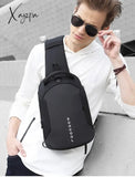 Xajzpa - Men Pvc Multifunctional Shoulder Bags Travel Pack Waterproof Usb Sling Chest Bag Messenger