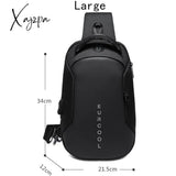 Xajzpa - Men Pvc Multifunctional Shoulder Bags Travel Pack Waterproof Usb Sling Chest Bag Messenger