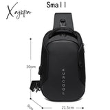 Xajzpa - Men Pvc Multifunctional Shoulder Bags Travel Pack Waterproof Usb Sling Chest Bag Messenger