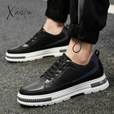 Xajzpa - Men Shoes Fashion Genuine Leather Loafers Breathable Lace Up Comfortable Casual Outdoor