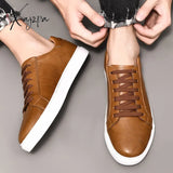 Xajzpa - Men Shoes Genuine Leather Casual Fashion Sneakers British Style Cow New