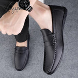 Xajzpa - Men Shoes Loafers Leather Casual Handmade Moccasins Comfortable Driving Sneakers Male